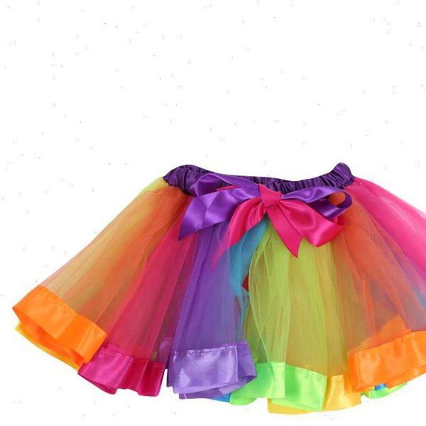 

fashion ball gown multicolour elastic women skirt layered short tutu dancing colorful rainbow tulle, Black