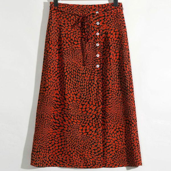 

fashion 2021 summer leopard vintage buttons bandage a-line women skirt casual printed decorative mid-length holiday women's shorts, White;black