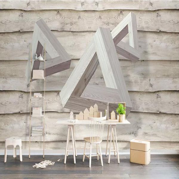 

wallpapers custom po wall mural 3d solid triangle wood wallpaper for living room tv sofa background home decor cloth roll