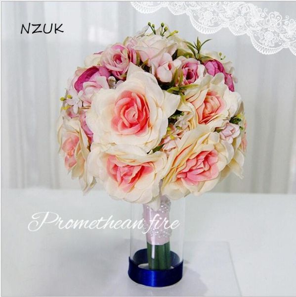 

wedding flowers bouquet charming bridal red artificial silk roses bride holding accessories sph012