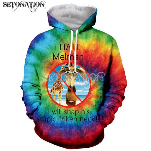 

men's hoodies & sweatshirts i hate melman fashion long sleeves 3d print zipper/hoodies/sweatshirts/jacket/men/women drop, Black