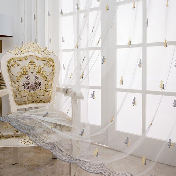 

curtain & drapes embroidery christmas tree embroidered gauze yarn window screen