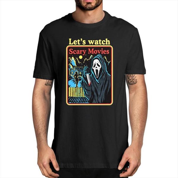 

scream movie ghost face lets men t shirts watch scary movies horror 100% cotton shirt women soft hallowmas tee, White;black