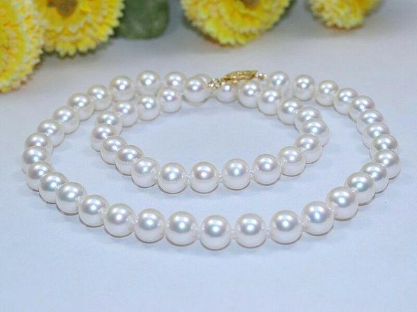 

pendant necklaces real natural 8-9mm white round freshwater cultured pearl necklace 17", Silver