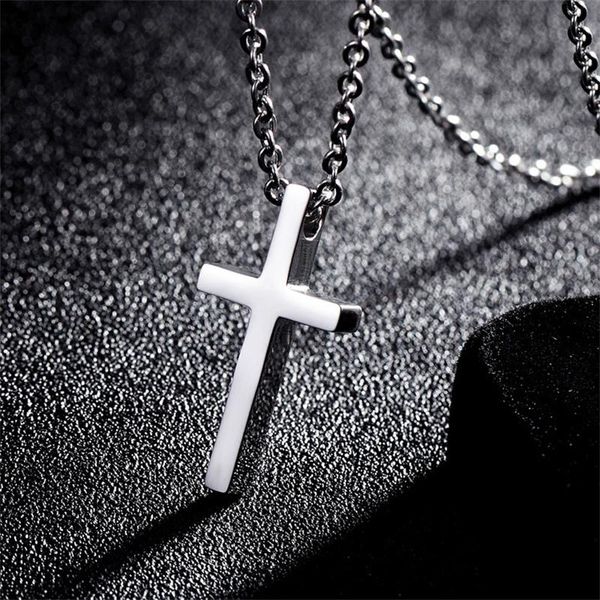 

pendant necklaces silver color titanium steel cross necklace for men women minimalist jewelry male female prayer chokers gift