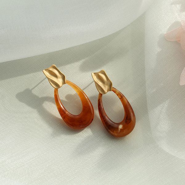 

special offer 70% off luxury jewelry resin oval temperament acetic acid metal new s925 silver needle advanced earrings, Golden;silver