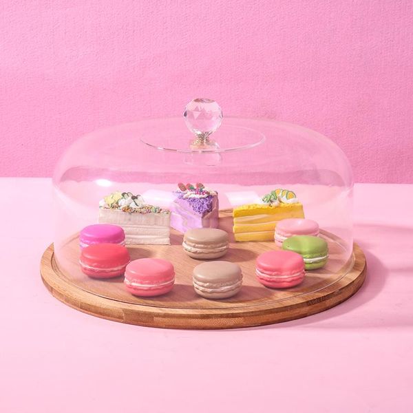 

european style acrylic dessert cake tray imitation glass hardened plastic round dust cover dried fruit candy baking & pastry tools