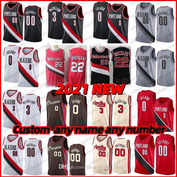 

basketball jersey mens cj 3 mccollum clyde 22 drexler carmelo 00 anthony city blazersshirt damian 0 lillard jerseys, Black;red