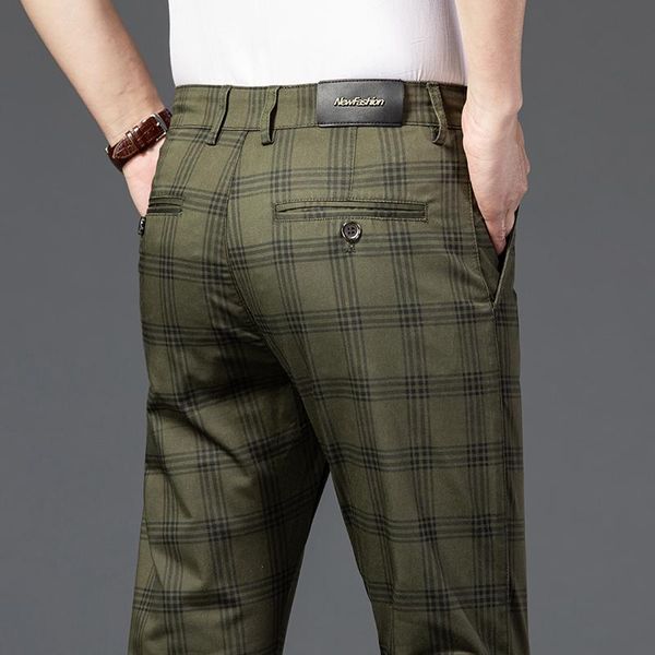 

men's pants spring summer plaid slim man regular fit check mens trousers formal work black red 2021 fashion men trousers,w926