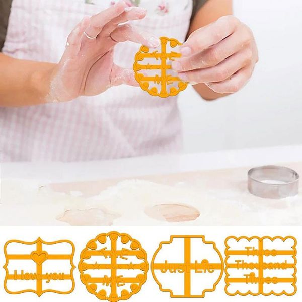 

baking moulds cookie molds easy to release letters design hollow-out good wishes form cutter biscuit mould for kitchen bakery