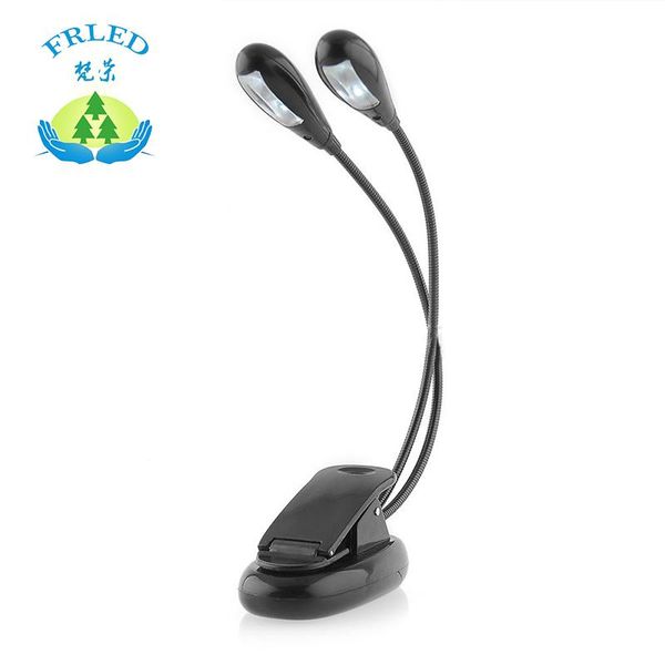 

book lights frled 0.3w mini led bulbs lamp 2 head night light eye study bedroom 3xaaa batteries belt clip dormitory small reading
