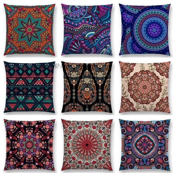 

pillow case afrikanische tier symbol block boho geometrische floral muster paisley carnivale mandela blumen schÃ¶ne kissen abdeckung f
