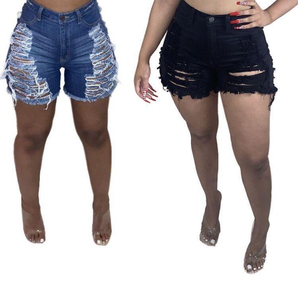 

wash and wear out jeans shorts 2021 women's pants fashion clothes versatile street with short skirt all can, Blue