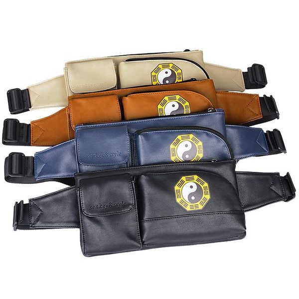 

waist bags pu men's personal mobile phone pocket fashion multifunction bag male casual simple all match