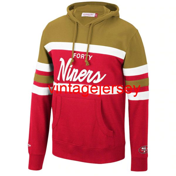 

san francisco mitchell & ness head coach pullover hoodie red s-3xl, Blue;black