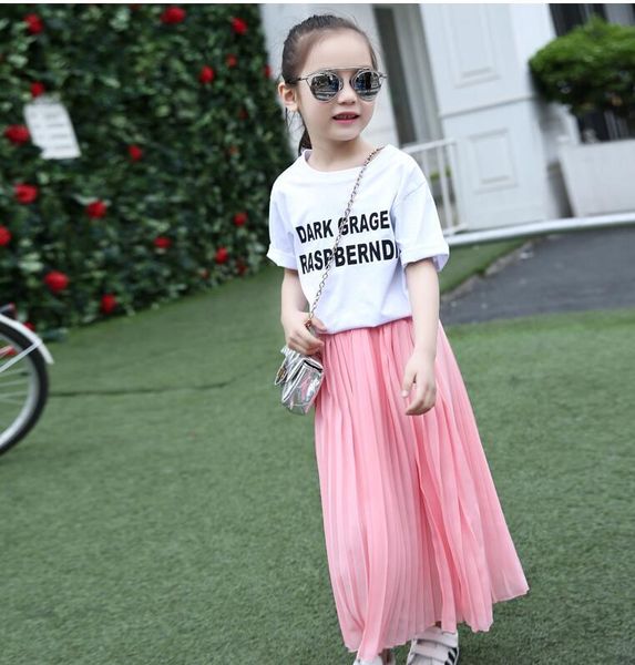 

skirts girls long skirt children clothes kids pink black pleated teenage summer 8 9 10 11 12 13 14 years mother