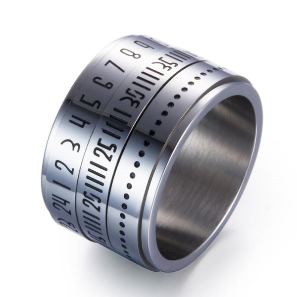 

cluster rings stainless steel women men give you time rotating ring arabic numerals calendar clock xr0001, Golden;silver