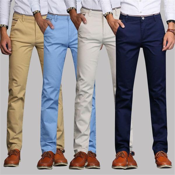 

mens fashion casual pants slim cotton stretch long straight men formal business trousers men's, Black