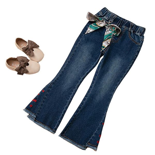 

fashion girl jeans baby flared pants spring and autumn children's wide leg dark blue
