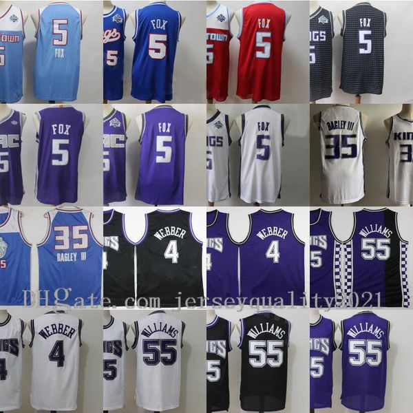 

professional basketball jersey jason williams 55 chris webber 4 de aaron fox 5 marvin bagley iii 35 edition earned city black purple white v, Black;red