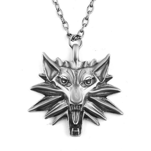 

movie characters logo personality animal lion wolf head man pendant necklace love woman mother girl wedding blessing jewelry necklaces, Silver