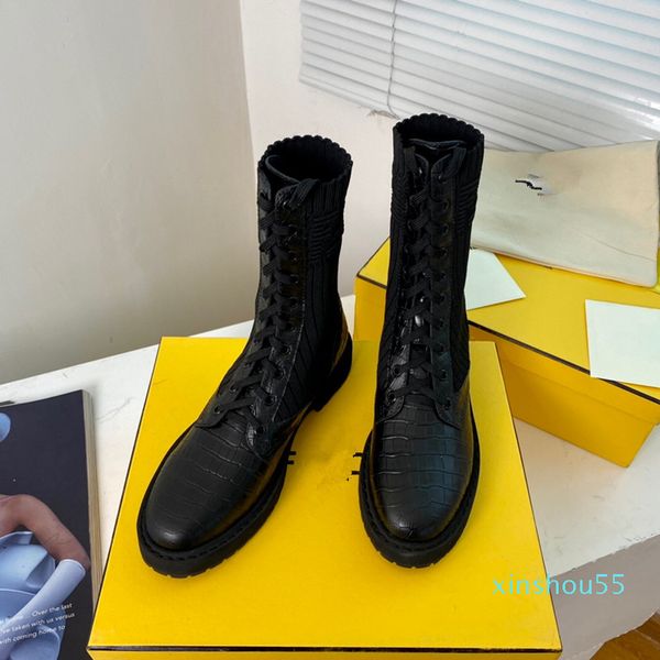 

designer women's sock shaped boots are decorated with stripes, fashionable martin boots and warm boots, Black