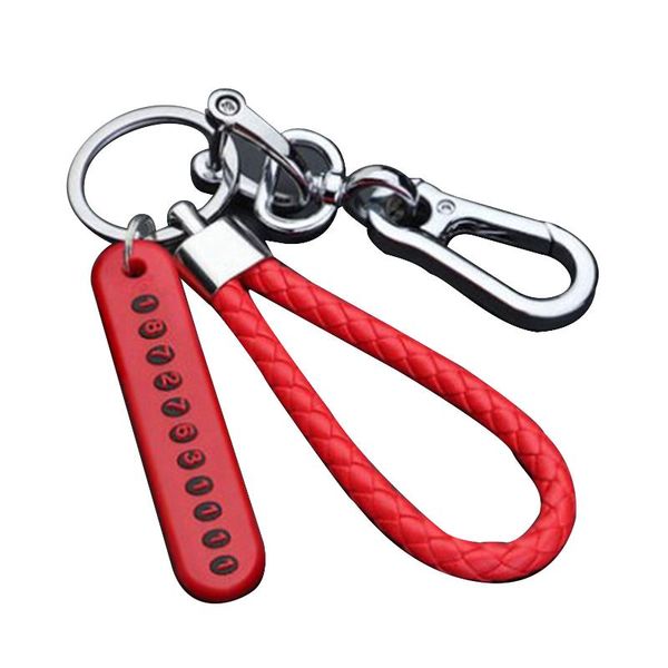 

keychains auto accessories with phone number card weave retro portable pendant universal practical car keychain ring gift zinc alloy, Silver