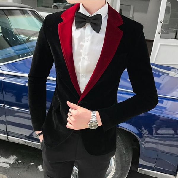 

men's suits & blazers blazer masculino dourado veludo de alta qualida, jaqueta slim casual estilosa para casamento, vestido noite forma, White;black