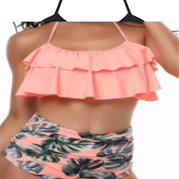 

women's flounce hem enlarged high waisted swimsuit, White;black