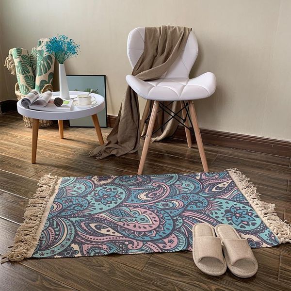 

cotton and linen carpet macrame nordic style bedside living room sofa el decoration washable rectangle indoor rugs carpets