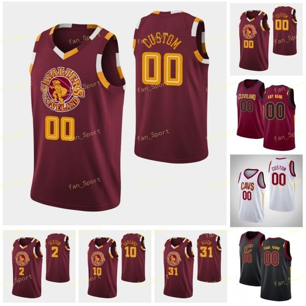 

75th 2022 city earned edition custom darius 10 garland collin 2 sexton jarrett 31 allen ricky 3 rubio evan 4 mobley basketball jersey men wo, Black