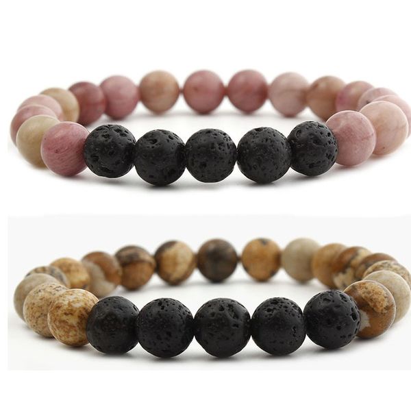 

fashion beaded stretch yoga prayer friendship bracelet healing natural picture stone mala bead bracelets, Black