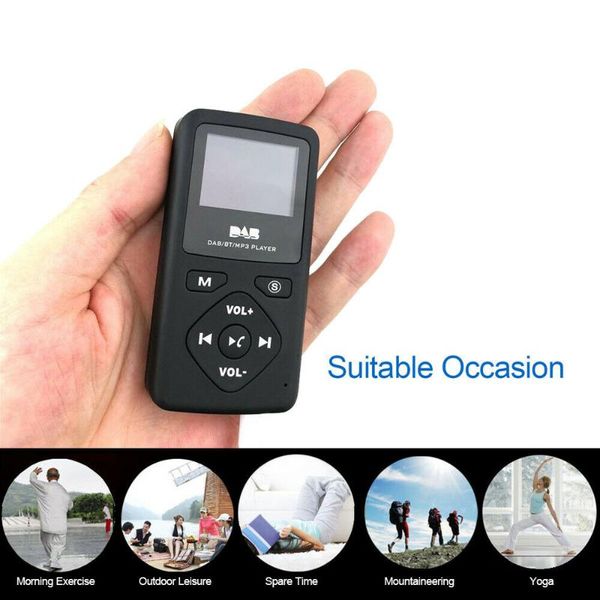

portable mp3 player pocket dab bluetooth digital radio fm speaker music with headphone black dropship & mp4 players