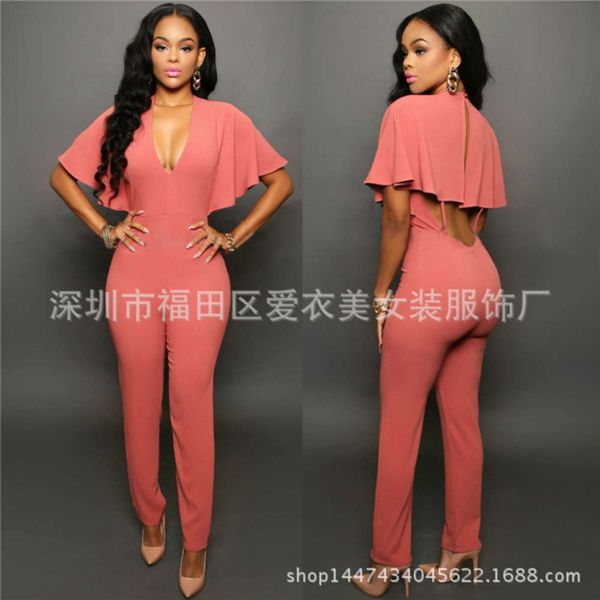 

2021 new fashion casual women's solid slim jumpsuit with zipper, Black;white