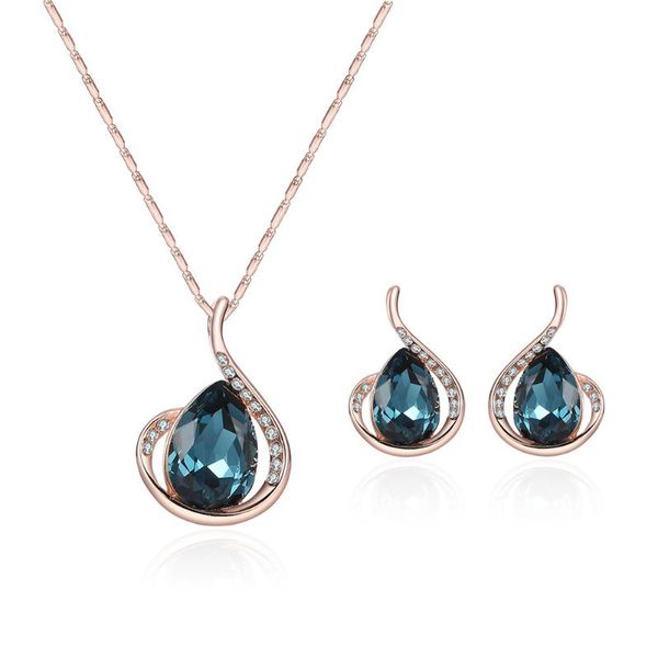 

earrings & necklace set with crystal rose gold 2021 style wedding birthday gift classics accessories jewelry sets for women, Silver