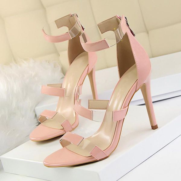 

women classic 10cm high heels fetish sandals big size 40 female gladiator summer shoes lady pumps ds-a0205, Black