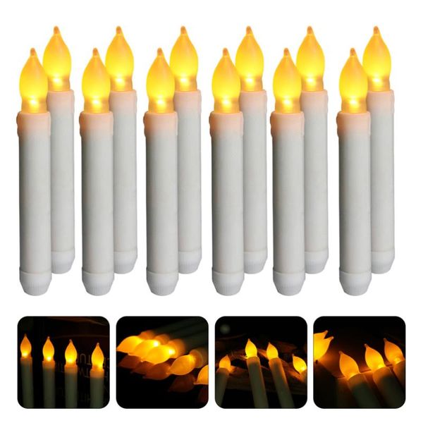 

candles 12pcs long taper candle lights led electronic glowing lamps ornament
