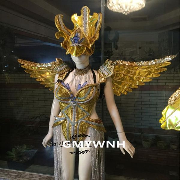 

party decoration s9b gold mirror led costumes bellydance wings catwalk performance light costume dress bar armor robot cloth outfit club ktv