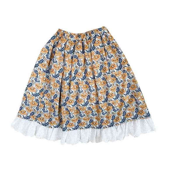 

spring new baby girls floral skirts fashion kids girls sweet skirts lace edge children costumes 210413, Blue