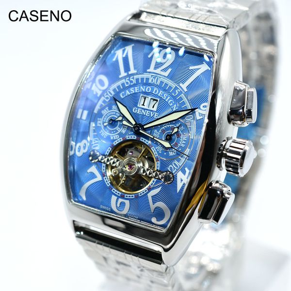 

watch skeleton automatic mechanical mens es brand luxury military sport stainless steel male clocks caseno, Slivery;brown