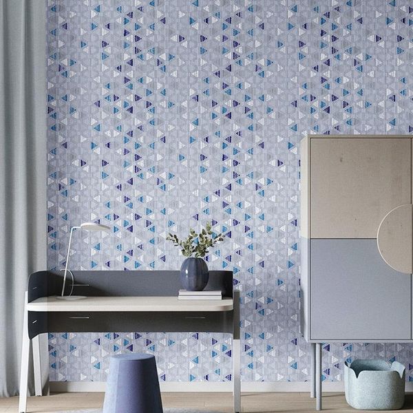 

wallpapers nordic lattice for living room clothing store mediterranean blue triangle wall paper home decor papel de parede