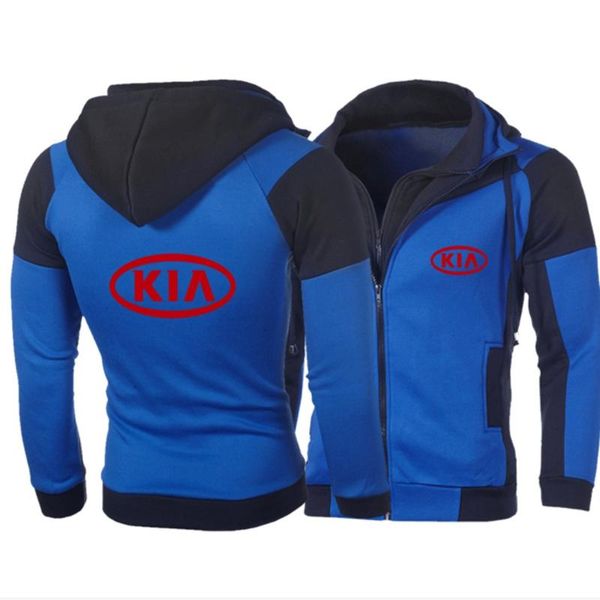 

men's hoodies & sweatshirts spring autumn fashion long sleeve cardigan double zipper jacket for kia hoodie men pullover, Black
