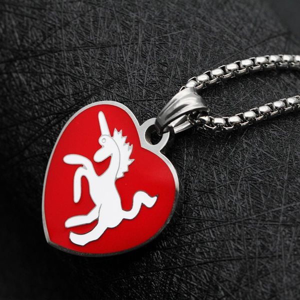 

pendant necklaces necklace men's red heart angelstainless steel triangle temperament simple ladies hearts chains jewelry on the neck, Silver