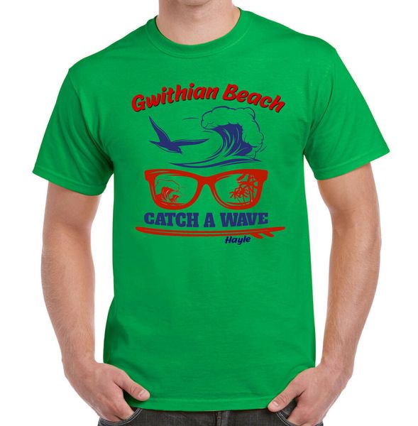 

surfing gwithian beach 1 cornwall - new cotton t-shirt, White;black