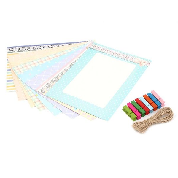 

frames 2021 creative home 8pcs 6 inch rectangle paper po frame with wood clips wall picture diy hanging rope decer