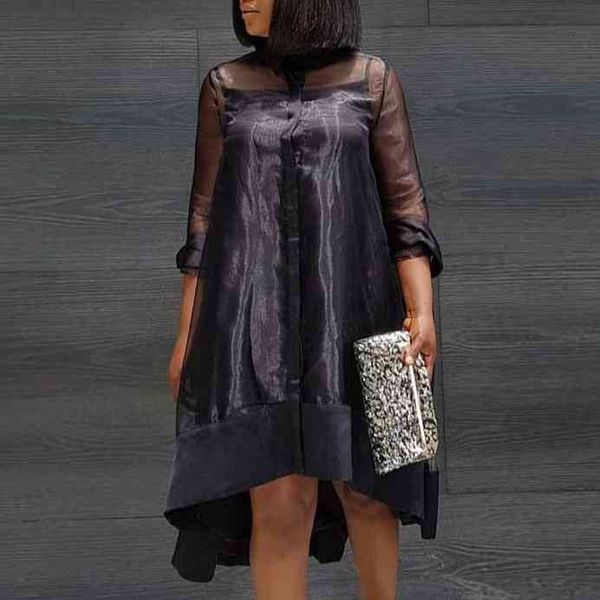 

two piece dress women loose see through black cover fashion party outfits plus size high low casual summer spring elegant gow, White