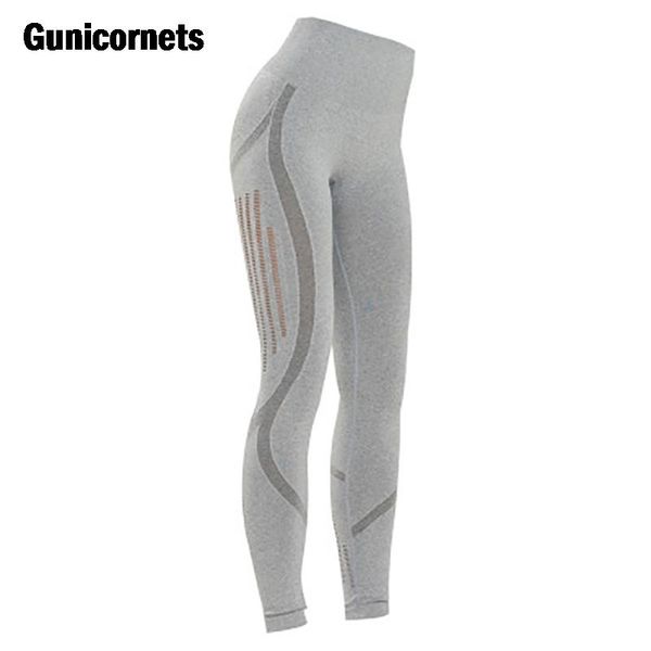 

seamless high waist gray yoga pants comfy push up nine stretch sport gym leggings for women side stripes jogging outfit