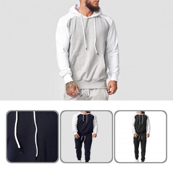 

men's suits & blazers loose stylish long sleeve hoodie suit elastic cuff men drawstring for riding, White;black
