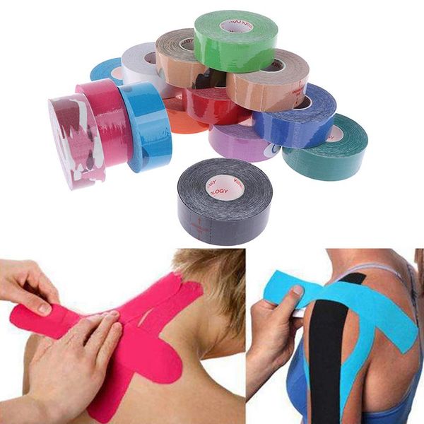 

2.5cm*5m sports elastic tape physio strain support muscle bandage elbow & knee pads, Black;gray