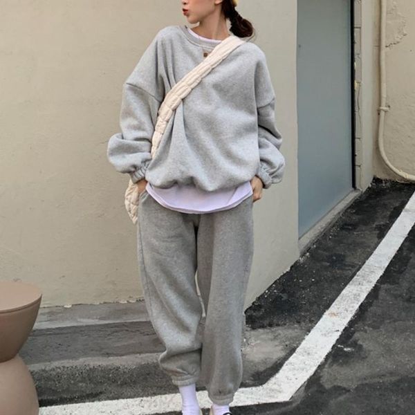 

women's two piece pants set womens outfits y2k oversized tracksuit suit pullover hoodies casual sweatshirts jogging pant suits sweatpa, White